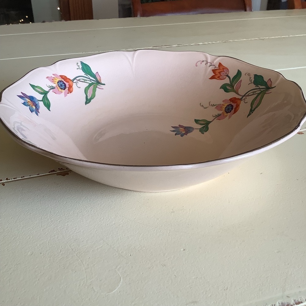 Vintage 1950’s Blush Pink Floral Serving Bowl